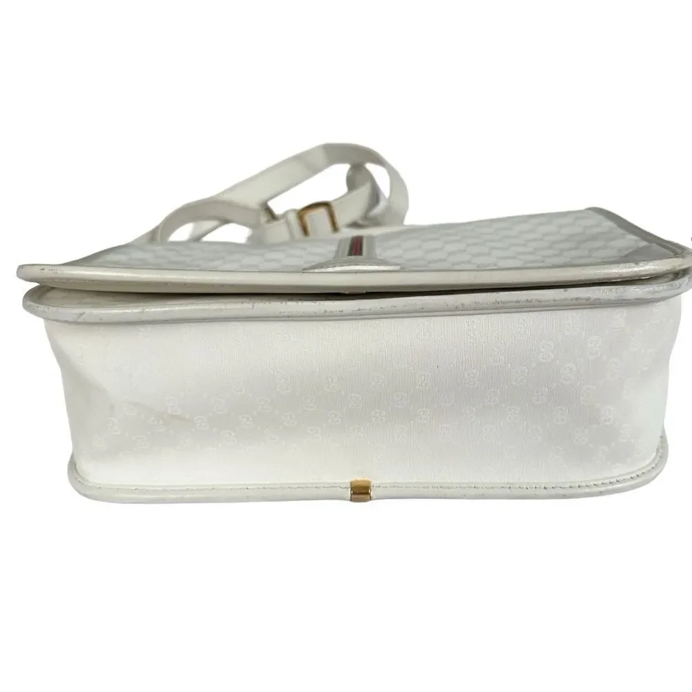 Gucci white gg canvas and leather crossbody bag